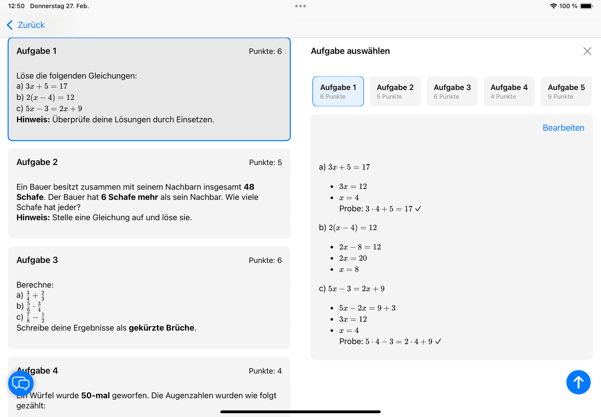 Screenshot der Problemlösungsbeobachtung, zeigt Schülerlösungswege und Denkprozesse für Lehrer
